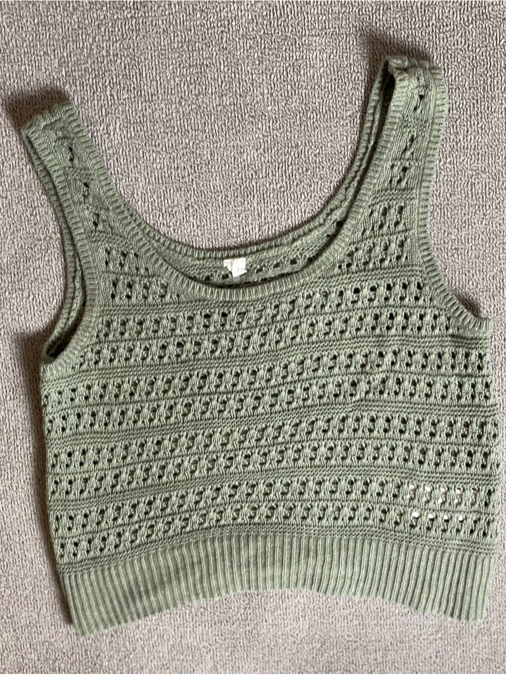 Olive Green Crochet Knit Tank Crop Top- Summer Boho Festival Beach Coastal